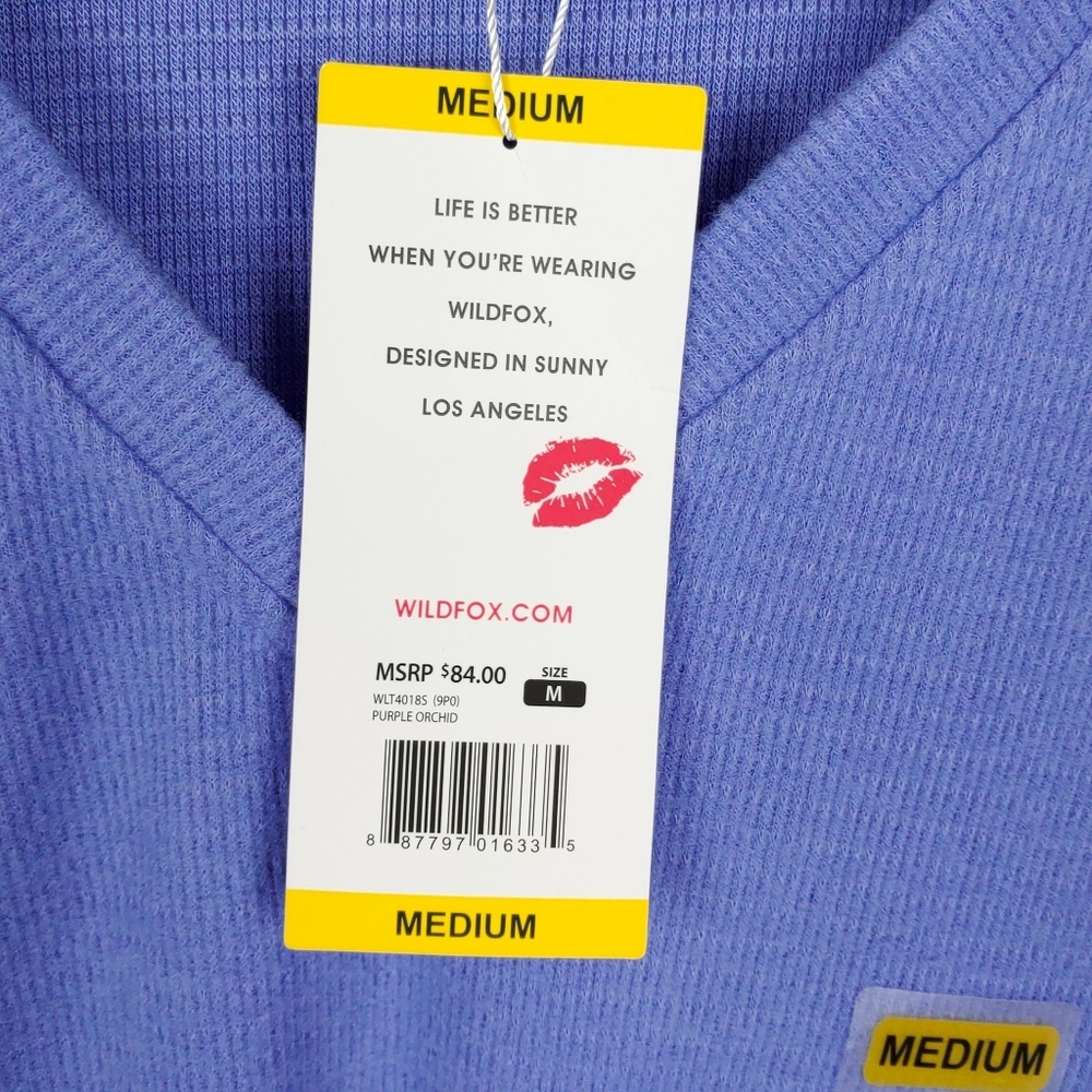 NWT Wildfox $84 Wmns  Purple Orchid Waffle Top - Picture 4 of 7